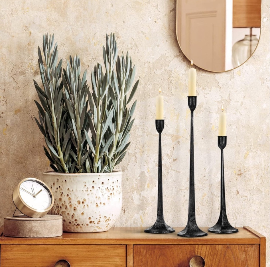 Amazon home find! Obsessed with these heavy iron candlesticks! Perfect for a mantle, buffet table or dinner table. Comes in a set of three. 

Amazon, Target, Spring, Spring fashion, coat, jacket, fur, faux fur, leather, faux leather, Nordstrom, REVOLVE, Saks, Neiman Marcus, Tuckernuck, trend, trending, brown, neutral, fur, feathers, sequin, sparkly, shimmer, festive, tweed, blazer, formalwear, black tie, wedding guest dress, party dress, black dress, style tip, metallic, heels, chocolate brown, teddy, shearling, jeans, gifts for her, bow, athletic apparel, loungewear, athleisure, jeans, denim, spring dress, spring break, warm weather clothing, trends, resort wear, maternity, baby shower, wedding shower, Valentine’s Day, date night, work outfit, vacation outfit, swim, spring outfit, winter outfit, gift idea, bag, purse, Larroude, platform sandals, sandals, platforms, spring outfits, linen, vacation, vacation outfit, home, coffee table, jeans, date night outfit, work outfit, summer, dupe, home, decor, rug, buffet, mirror, light, sconces, books, frame, coffee table, Arhaus, Pottery Barn, Annie Selke, Dash and Albert, light fixtures, chandelier, dining room table, inspo, modern, rustic, farmhouse


#LTKfindsunder50 #LTKstyletip #LTKhome