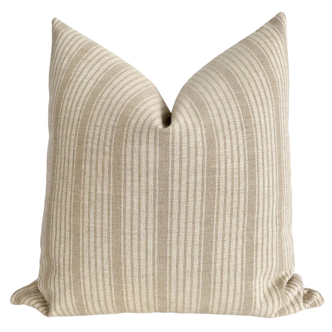 Chai Stripe Brown Pillow Cover | Hackner Home (US)