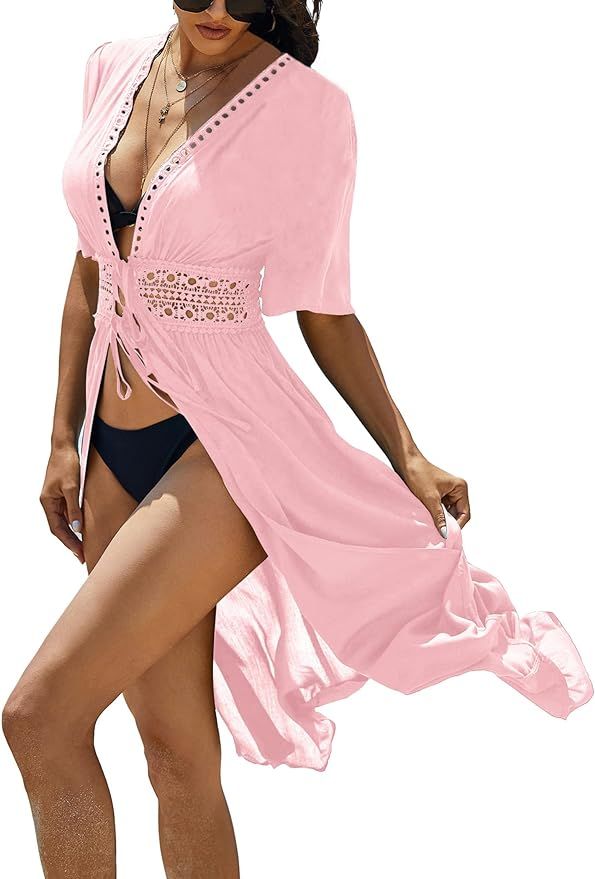 Ekouaer Women's Swimwear Cover Ups Sexy Open Front Beach Bikini Swimsuit Kimono Cardigan Cover Up... | Amazon (US)