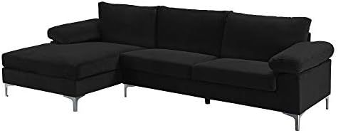Casa Andrea Milano llc Modern Large Velvet Fabric Sectional Sofa, L-Shape Couch with Extra Wide C... | Amazon (US)