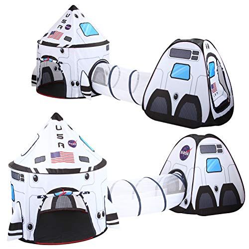 JOYIN White Rocket Ship Play Tent Pop up Play Tent with Tunnel and Playhouse Kids Indoor Outdoor Spa | Amazon (US)
