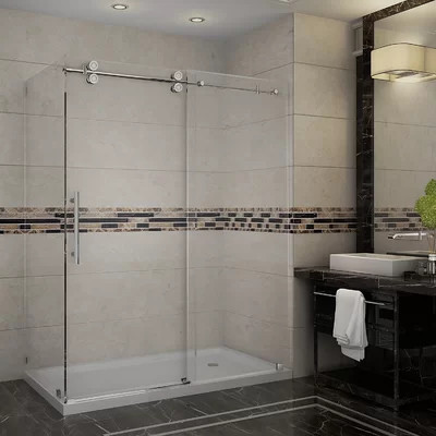 Langham 60" x 77.5" Rectangle Sliding Shower enclosure | Wayfair North America