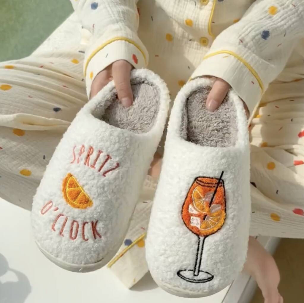 Its Spritz O Clock Embroidered Slippers | Not On The High Street