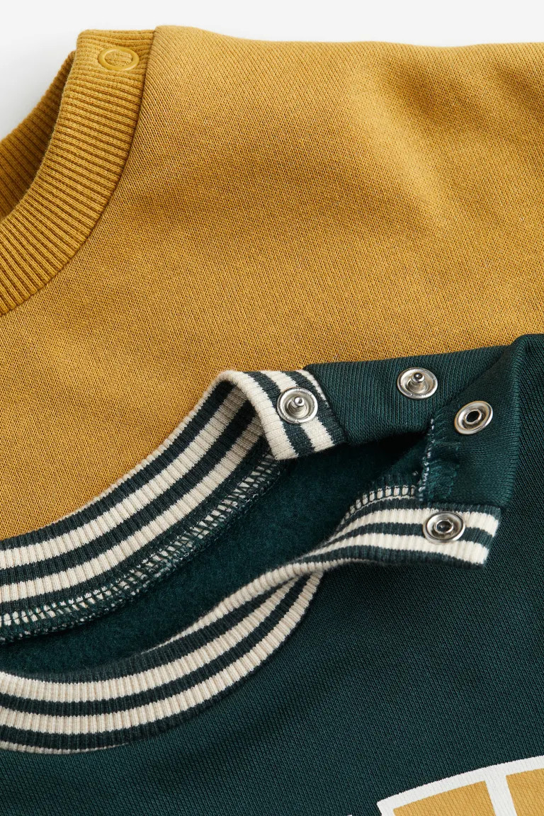 2-pack Cotton Sweatshirts - Dark green/Tokyo - Kids | H&M US | H&M (US + CA)