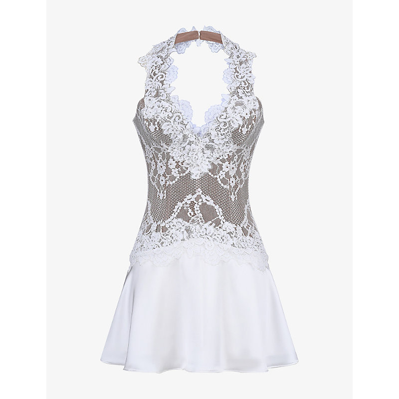 House of CB Womens White Nyra Halterneck Satin Mini Dress L+ (A-C Cup) | Selfridges