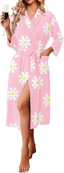 Ekouaer Robes for Women Long Waffle Knit Bathrobe Lightweight Kimono Robe Soft Shawl Collar Spa R... | Amazon (US)