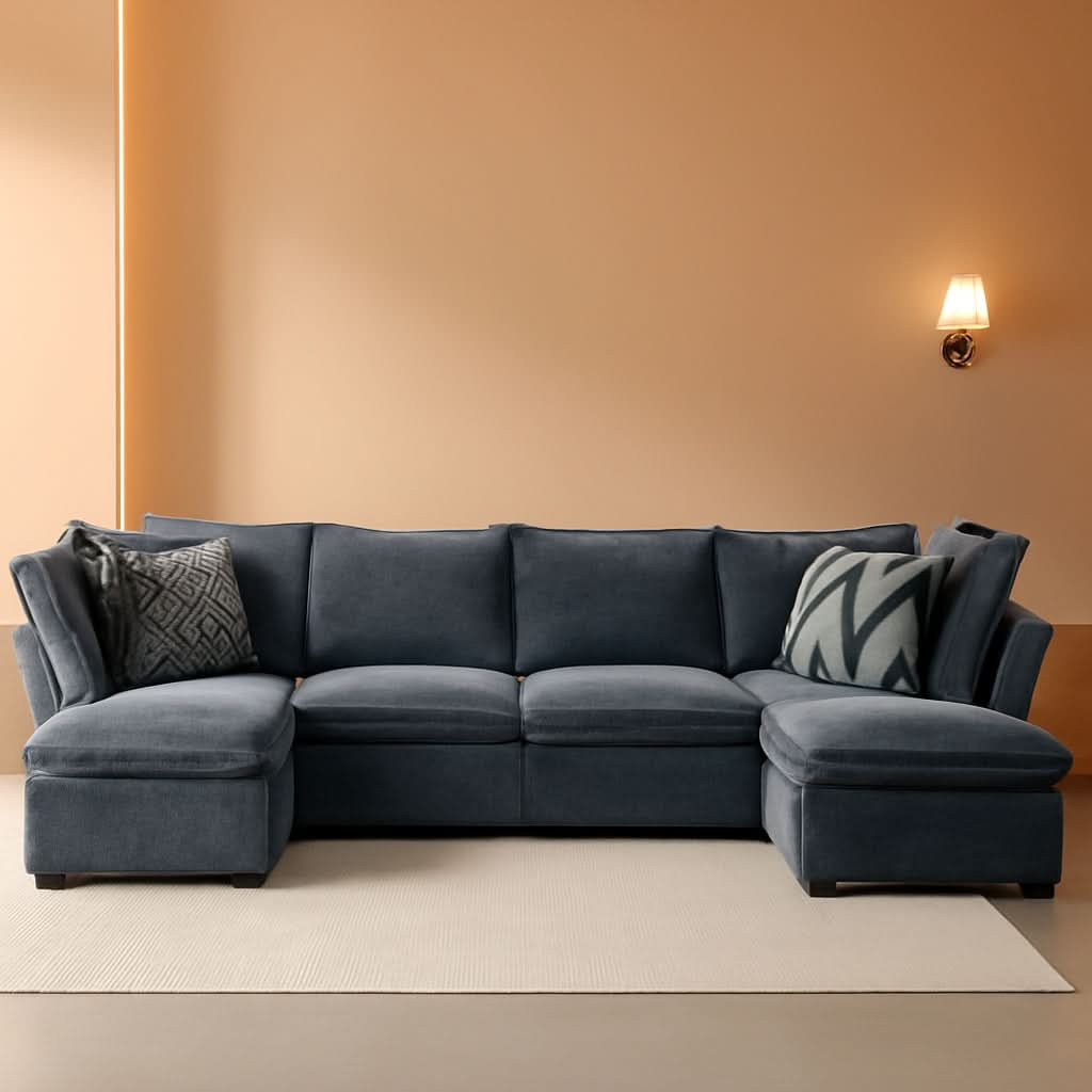 127 Inch Grey Modular Sectional Sofa With Storage Ottoman | Shop Simon