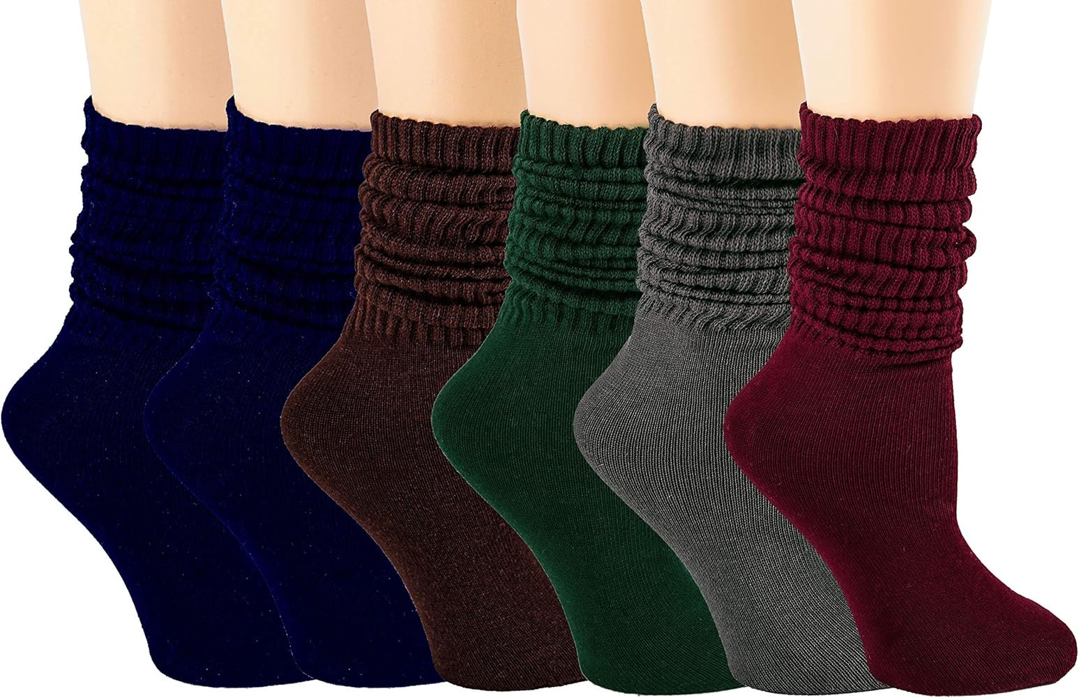 PICCOLO HOSIERY Lightweight Soft Cotton Slouch Scrunch Socks Size 9-11 - Fits Teen, Girl, Womens ... | Amazon (US)