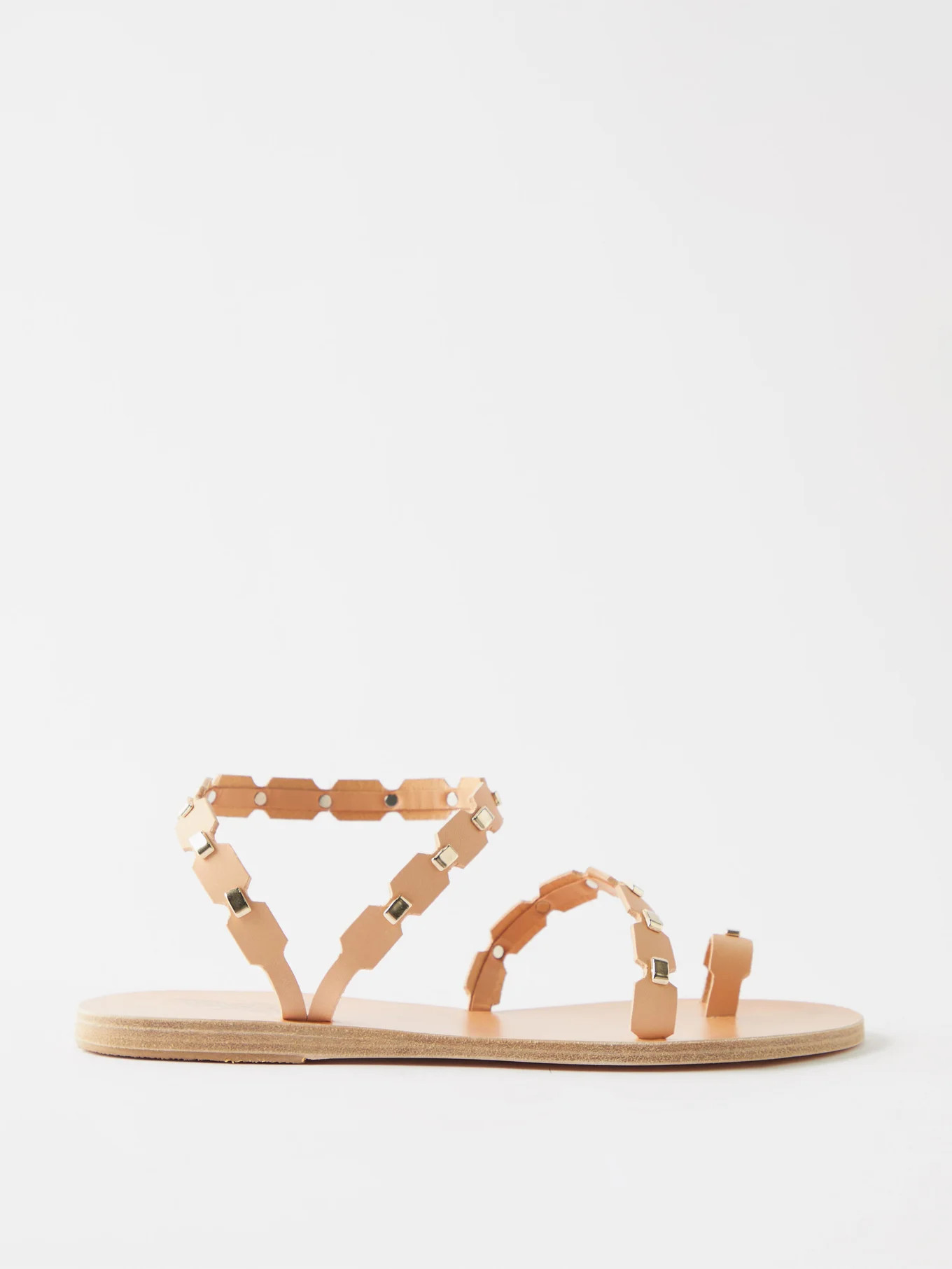 Stud-embellished leather flat sandals | Matches (US)