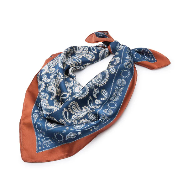 CHESTNUT BLUE PAISLEY SQUARE SATIN SCARF | LELE SADOUGHI