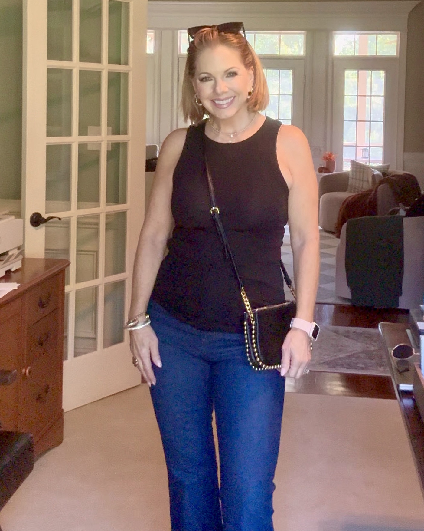 This isn’t your grandma’s Walmart! I’m obsessed with these Sofia Vergara jeans! They flare just under the knee and are very flattering! And this purse is the perfect size for everyday, it has multiple pockets and is so on trend! I love the gold studs.

#walmartpartner 

#LTKSeasonal #LTKStyleTip #LTKItBag