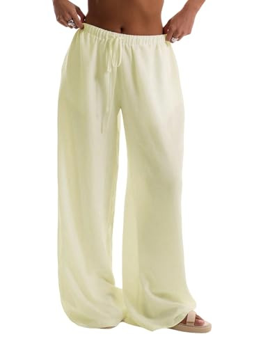RoseSeek Women's Beach Cover Ups Wide Leg Loose Linen Pants Swimsuit Coverup Summer Vacation Outf... | Amazon (US)
