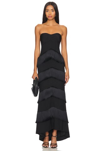 Hera Fringe Maxi Dress in Black | Revolve Clothing (Global)