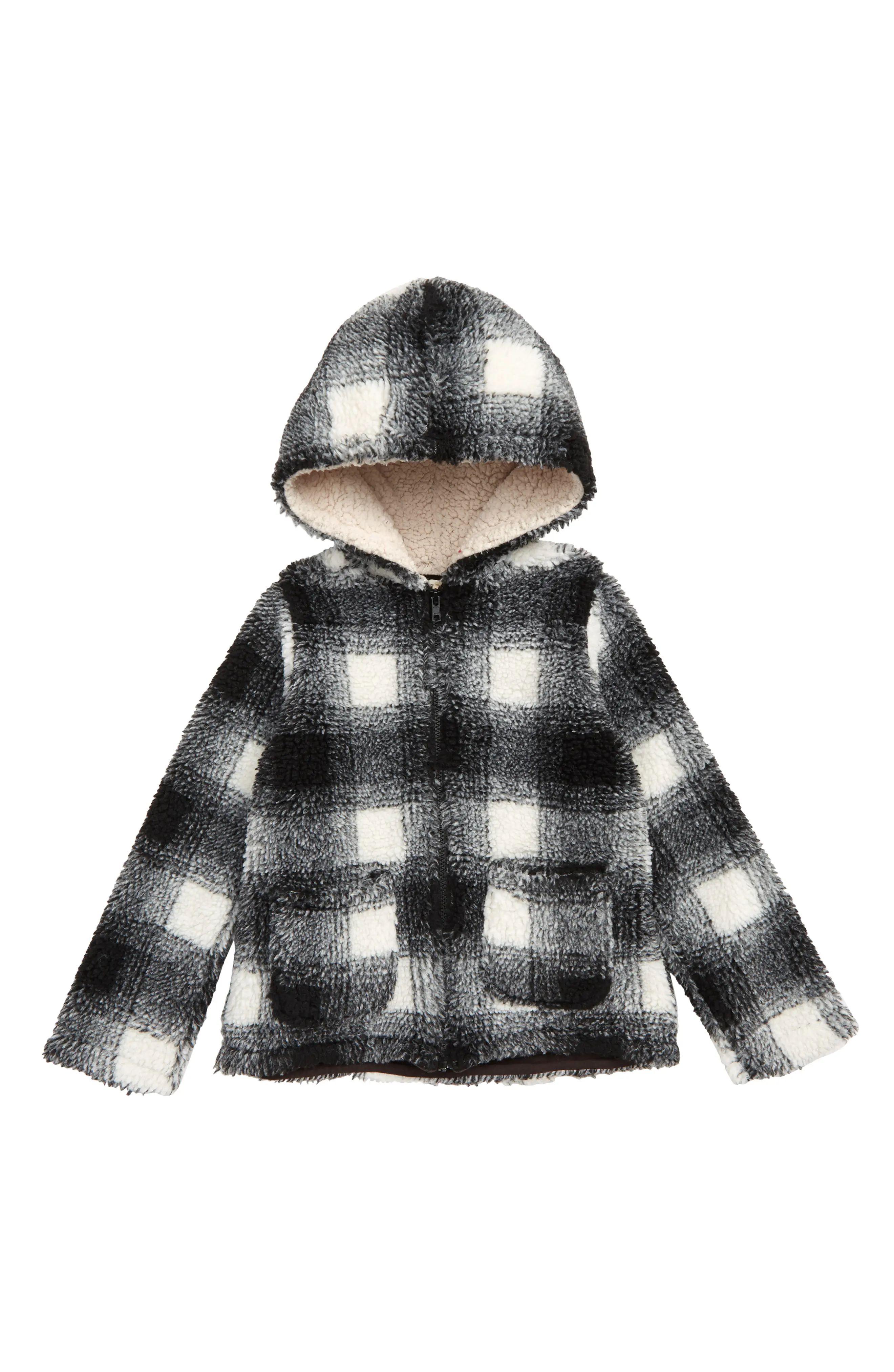 Tucker + Tate Cozy Plaid Faux Shearling Hooded Jacket (Toddler Girls, Little Girls & Big Girls) | Nordstrom