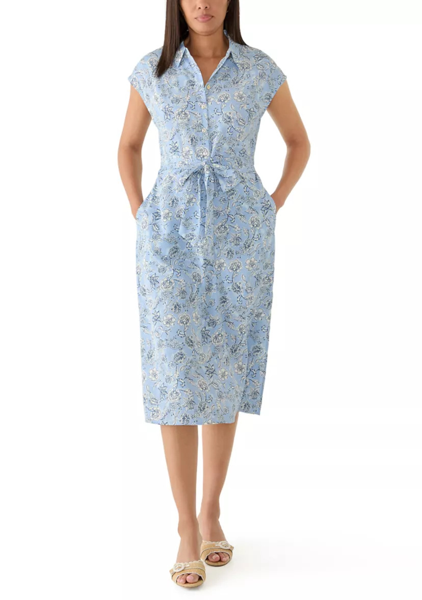 Women's Tie Front Floral Midi Shirtdress | Belk