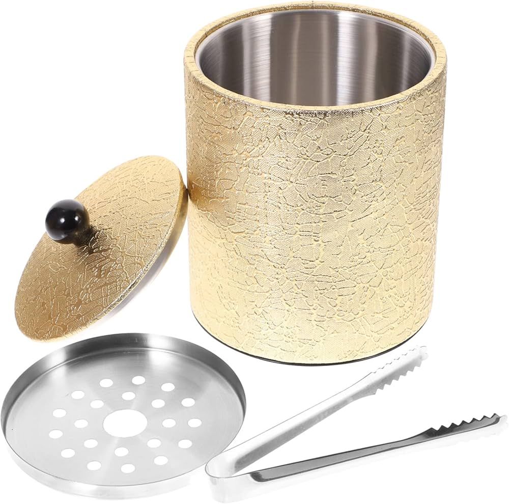 Operitacx Gold Ice Bucket Stainless Steel Ice Bucket with Ice Tong Beer Beverage Champagne Cooler... | Amazon (US)