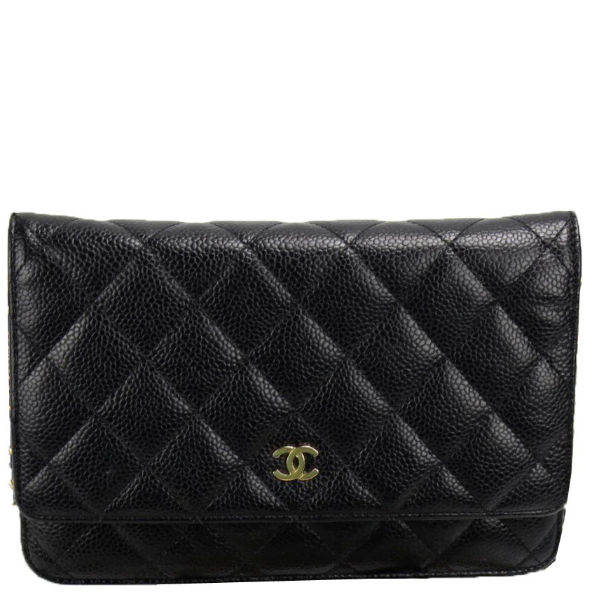 Wallet on Chain Quilted Caviar (PL2) | Keeks Designer Handbags