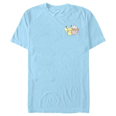 Men's Pokemon Chibi Pikachu Cupcake  T-Shirt - Light Blue - 3X Large | Target