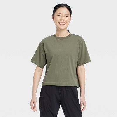 Women's Supima Cotton Cropped Short Sleeve Top - All in Motion™ | Target