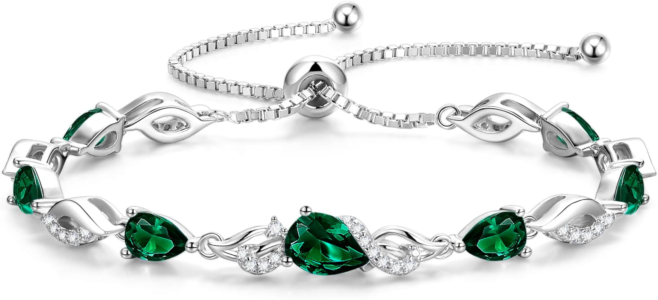FANCIME Birthstone Teardrop Tennis Bracelet for Women, Sterling Silver 9x7mm main Gemstone Bolo A... | Amazon (US)