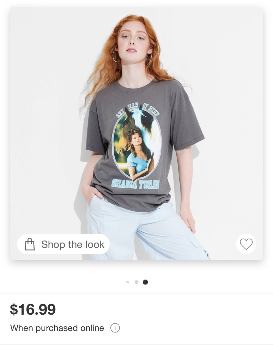 Shania Twain tee I posted a couple days ago at a muchhhh more discounted price! This item weirdly has separate listings for each size on the app, so make sure to select or search your correct size before purchasing!

#LTKPlusSize #LTKMidsize #LTKSeasonal