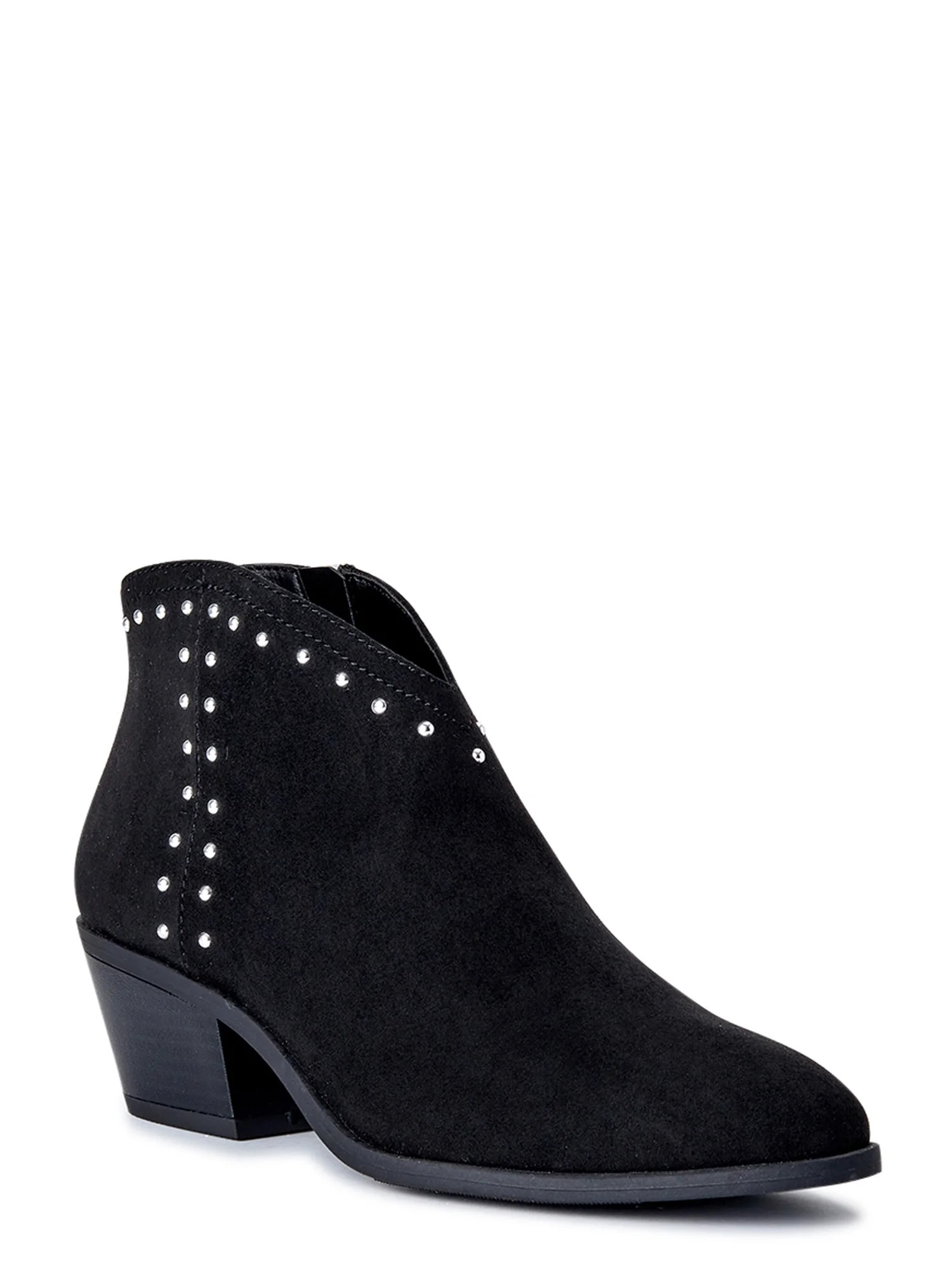 Scoop Women's Studded Faux Suede Booties with Block Heel - Walmart.com | Walmart (US)