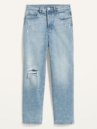 Extra High-Waisted Sky-Hi Straight Button-Fly Ripped Jeans for Women | Old Navy (US)
