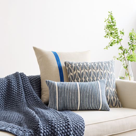 Silk Mini Stripe Pillow Cover | West Elm (US)