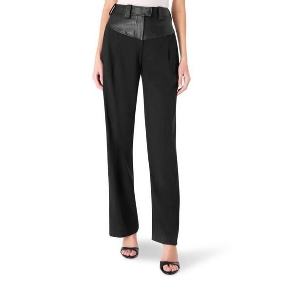 Christopher Esber Black Straight Leg Pants wool leather maverick 8 | Poshmark