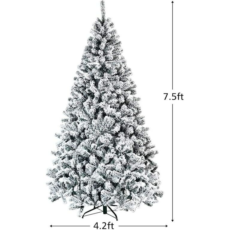Gymax 7.5ft Snow Flocked Hinged Artificial Christmas Tree Unlit Holiday Decor | Walmart (US)