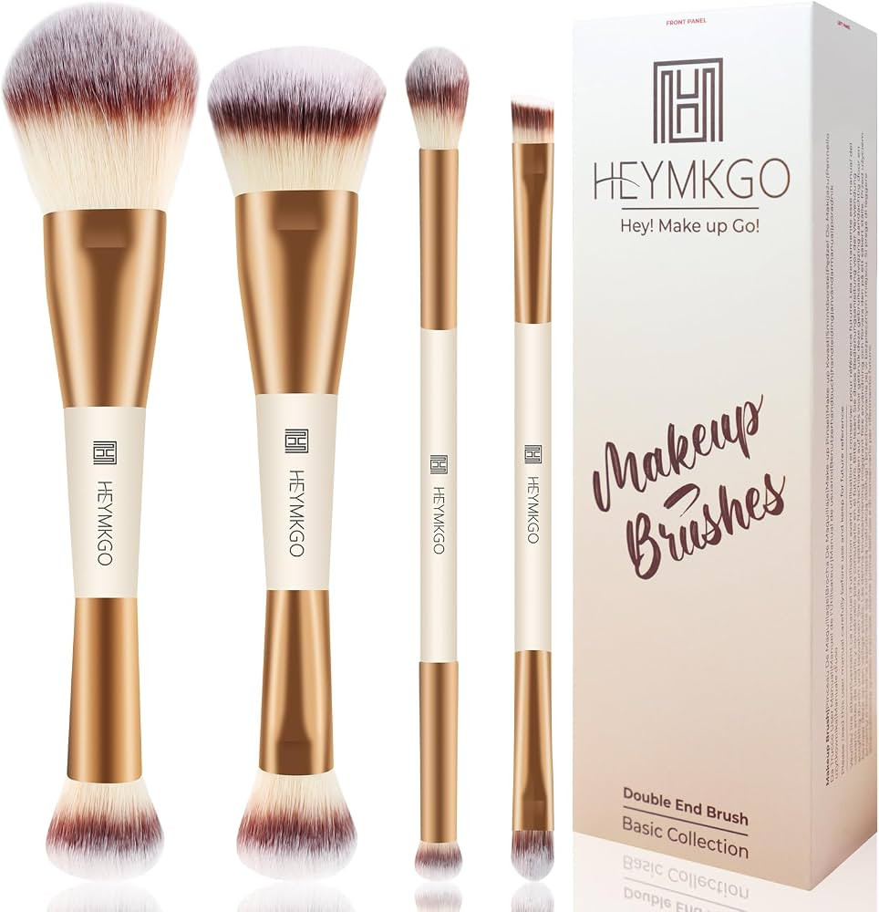 HEYMKGO Makeup Brushes Set, 4Pcs Double-ended Foundation Contour Powder Blush Concealer Eyeshadow... | Amazon (CA)