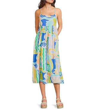 Billabong Island Life Sleeveless Mixed Media Midi Dress | Dillard's | Dillard's