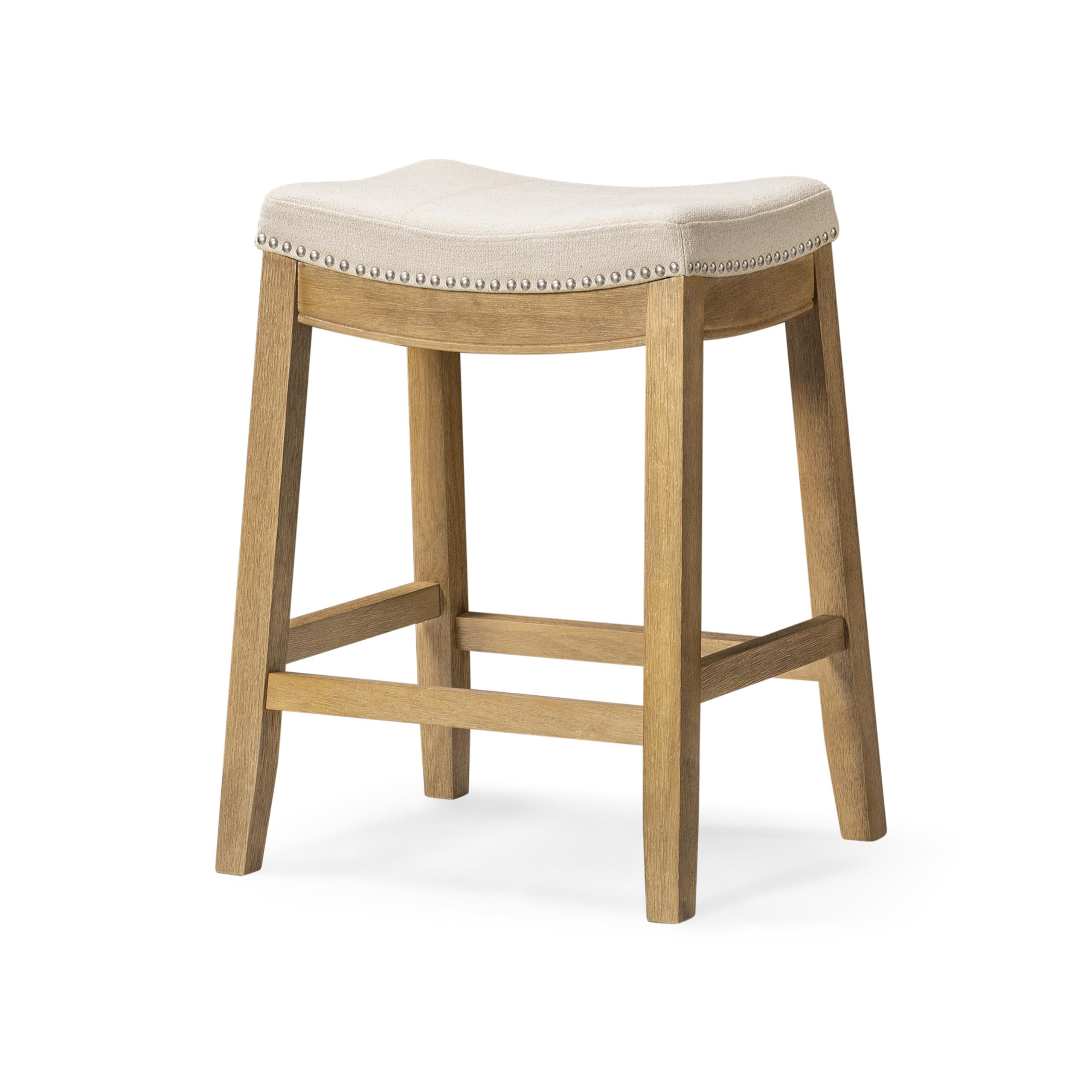 Maven Lane Sophia Backless Counter Stool 26 Inches – Saddle Stool with Footrest – Natural Sol... | Amazon (US)