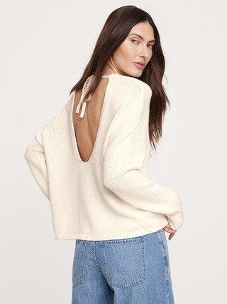 Cotton-Silk Scoop-Back Sweater | Banana Republic (US)