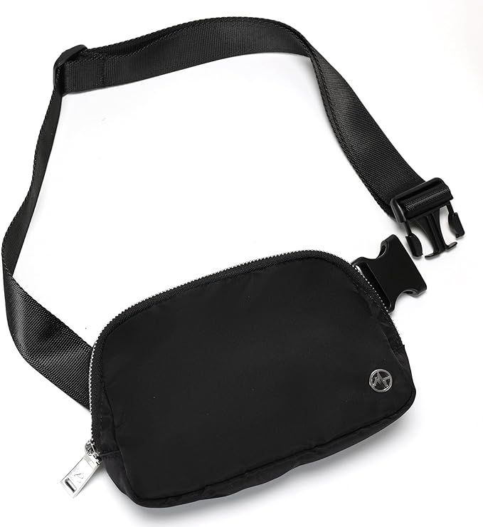 Black Belt Bag with Adjustable Strap, Pander Nylon Mini Fanny Pack for Outdoors Workout Traveling... | Amazon (US)