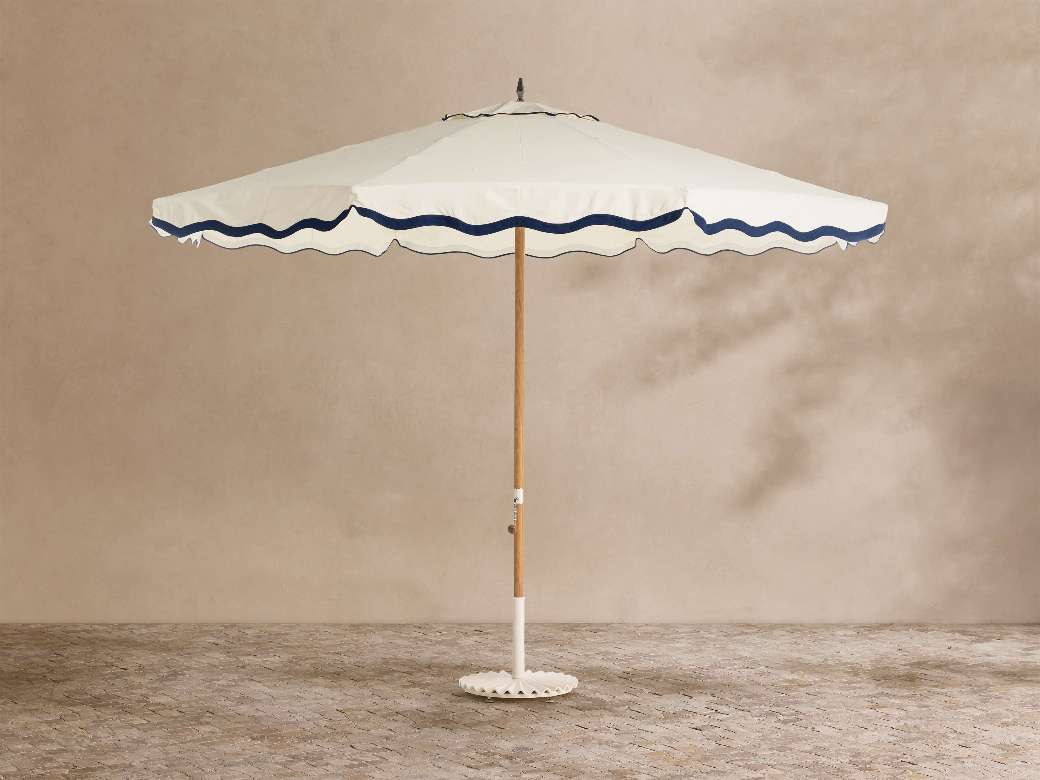 Marbella Umbrella with Rivie Canopy and Clamshell Base , 10' | Arhaus | Arhaus