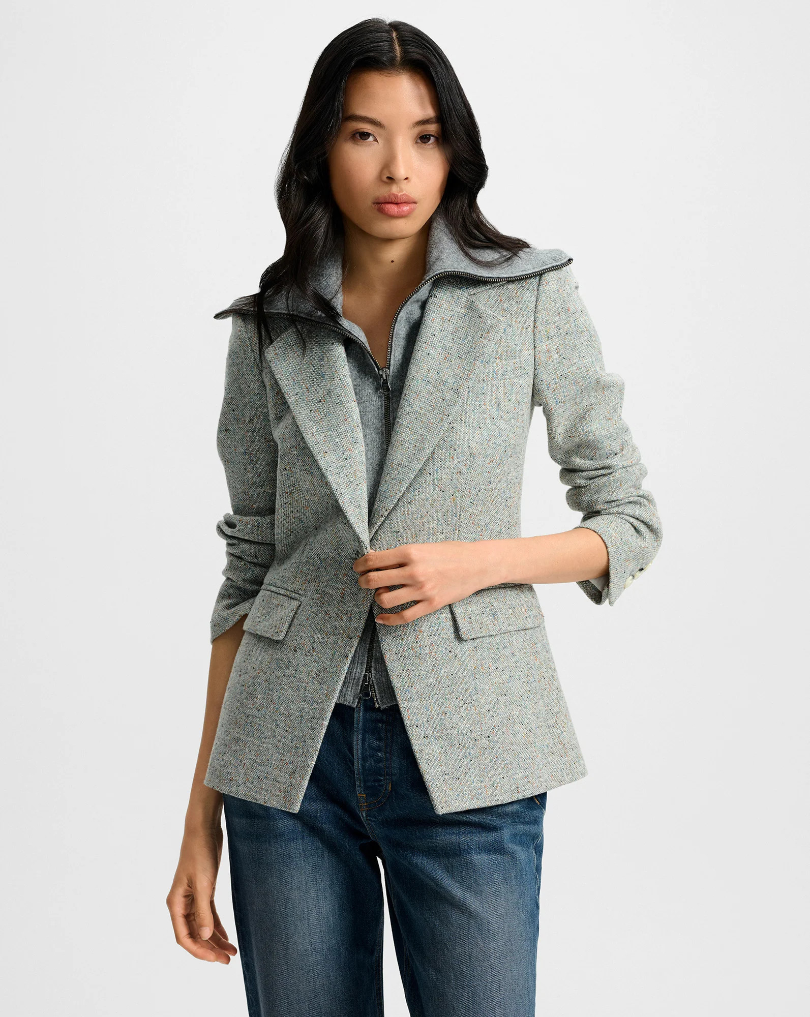 Veronica Beard Healy Dickey Jacket Antique Blue Melange | Veronica Beard