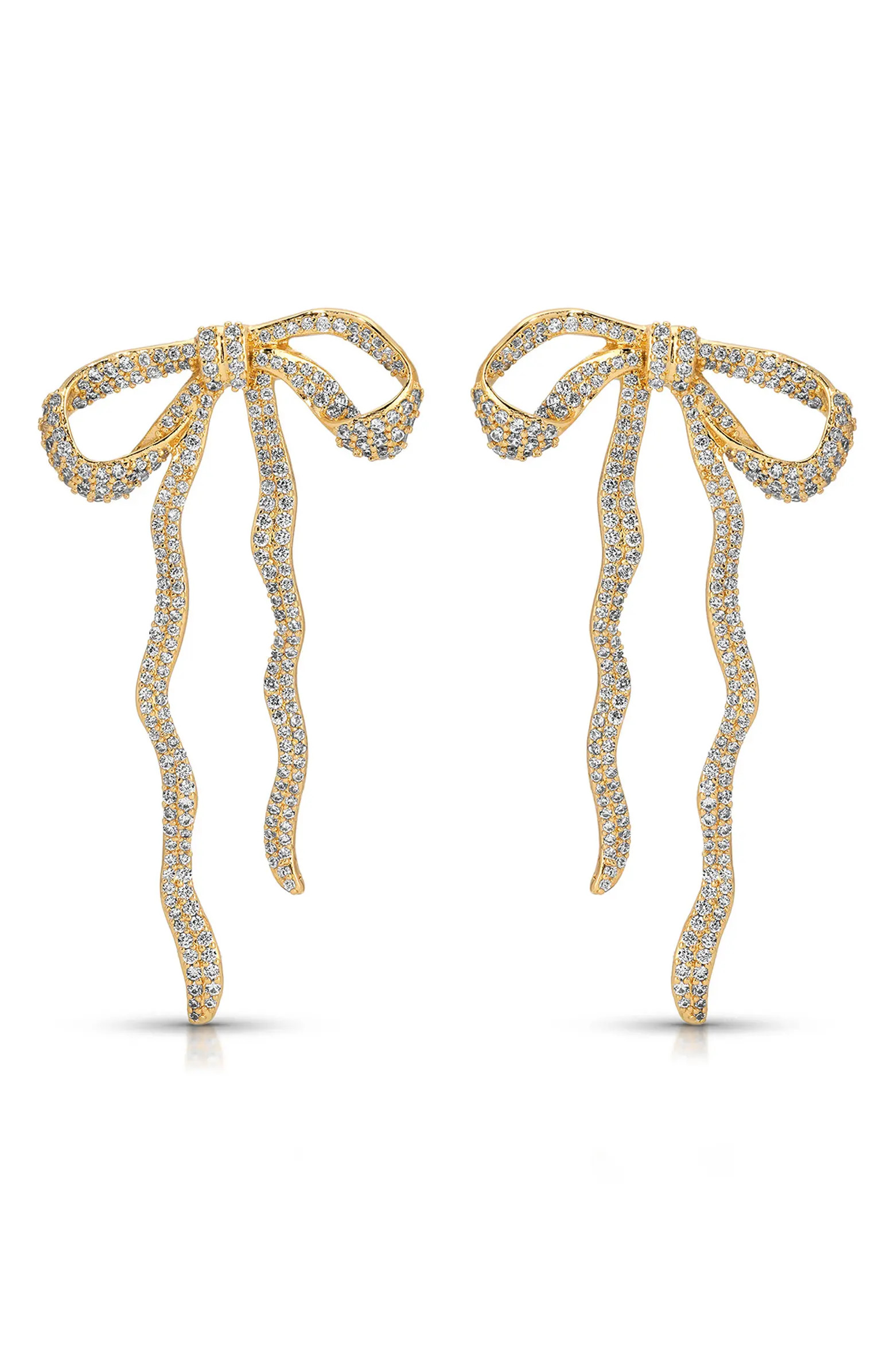 Pavé Cubic Zirconia Bow Drop Earrings | Nordstrom