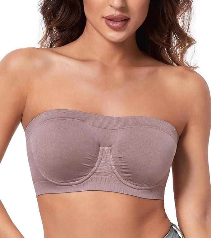 HACI Women's Non Padded Strapless Bra Underwire Bandeau Seamless Multiway Supportive Tube Top | Amazon (US)