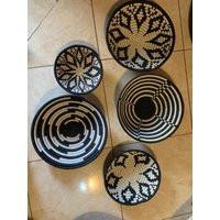 5 Black & White Wall Decor Baskets5 Hanging Baskets, Rwanda African Baskets Set, Woven | Etsy (US)