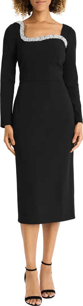 Beaded Long Sleeve Midi Dress | Nordstrom