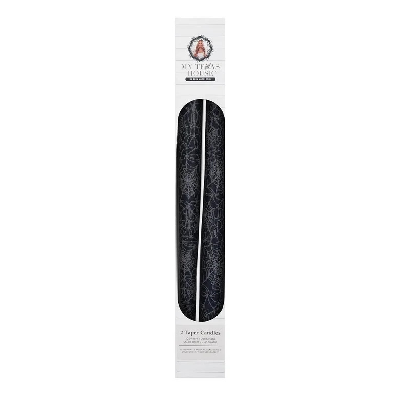 My Texas House Spiderweb 11" Taper Candles, Black and White, 2 Count | Walmart (US)
