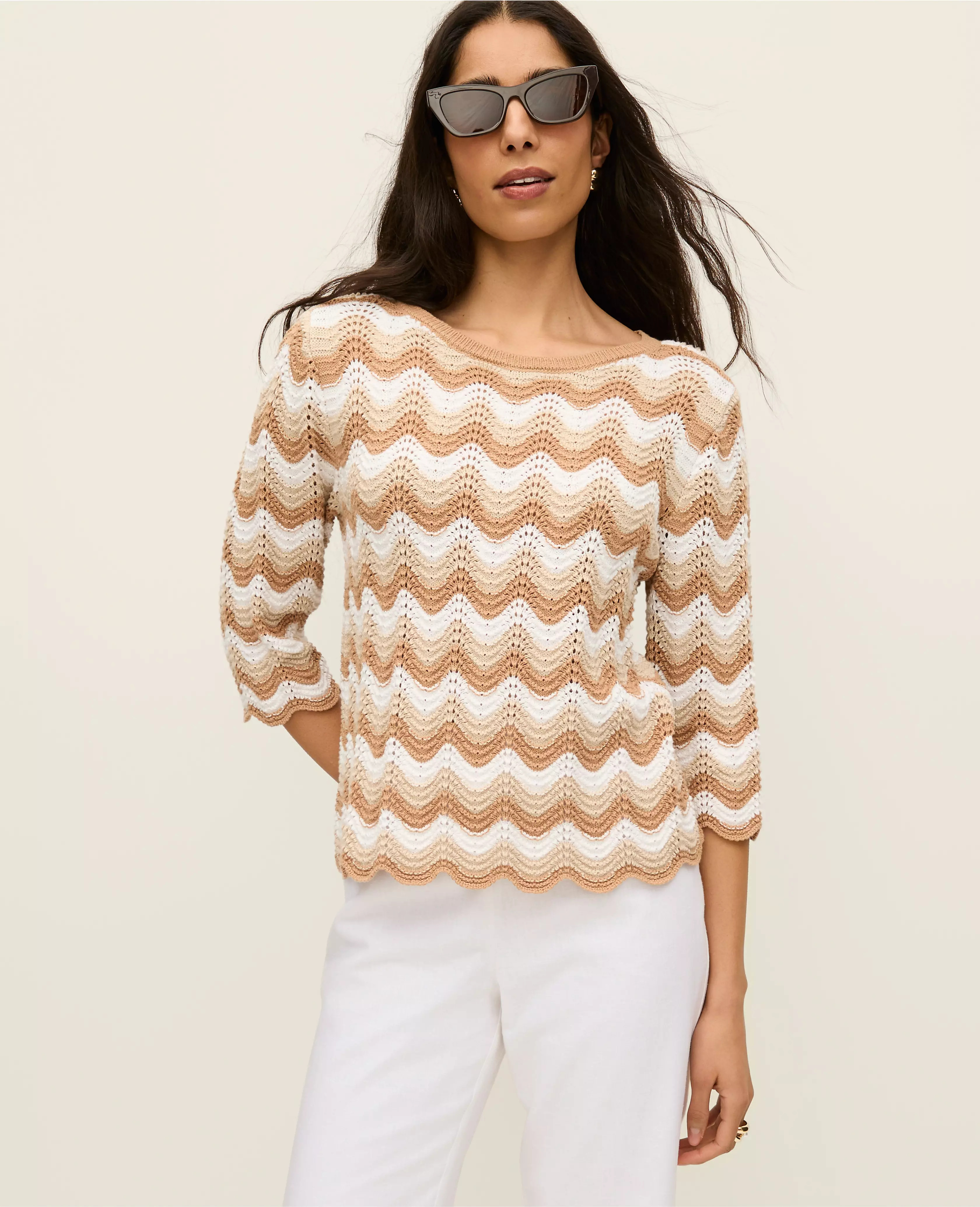 Striped Crochet Sweater | Ann Taylor