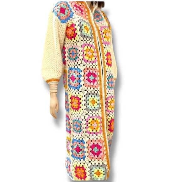 Crochet Floral Long Sleeve Open Front Long  Cardigan Jacket | Poshmark
