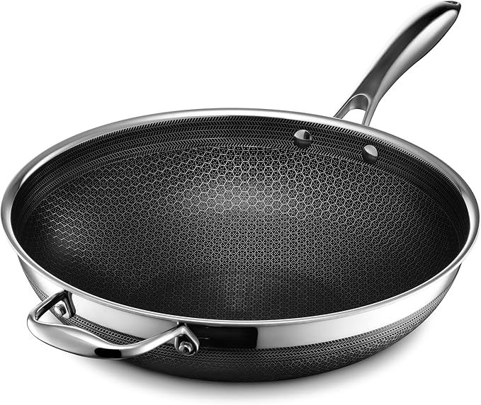 HexClad Hybrid Nonstick 12-Inch Wok, Stay-Cool Handle, Dishwasher and Oven Safe, Compatible with ... | Amazon (US)