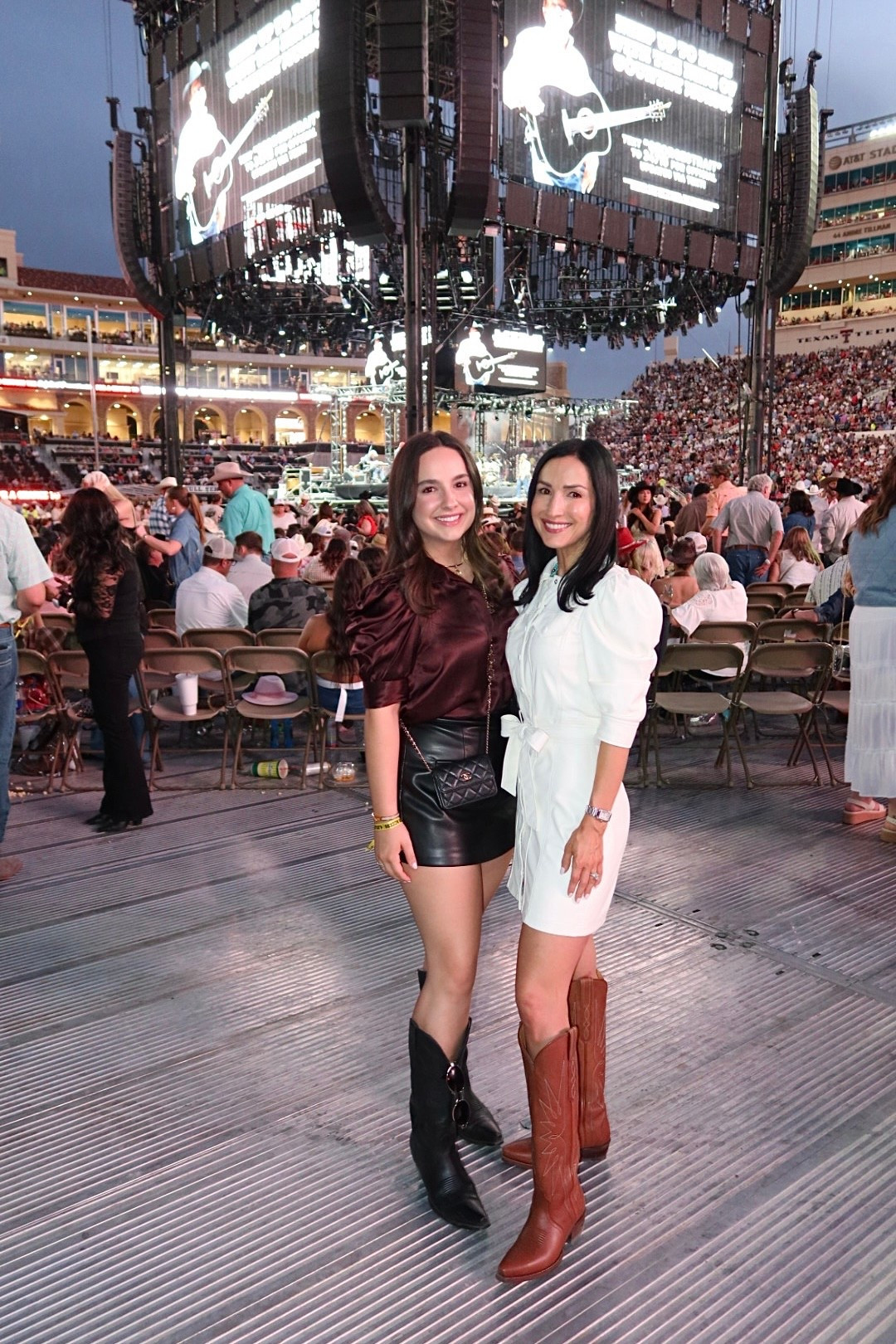 George Strait Concert💕🤠 lubbock, tx! Alice and Olivia dress on me (old, linked similar), Loretta boots from Tecovas. On Marisa: Tecovas Annie boots, English factory skirt, frame blouse. On both of us: keeks handbags! Use code: Andrea50 or $50 off $500+

#LTKFestival #LTKOver40 #LTKPetite