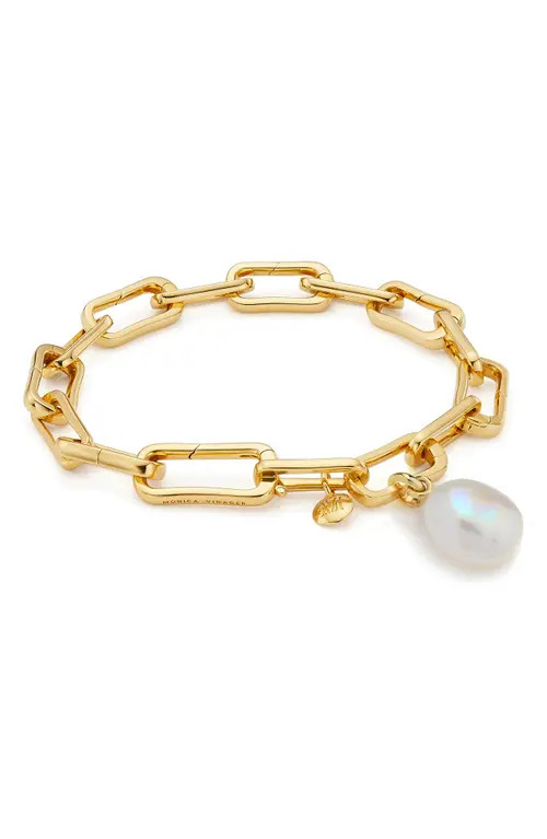 Monica Vinader Alta Capture Pearl Charm Bracelet in 18K Gold Vermeil/pearl at Nordstrom | Nordstrom