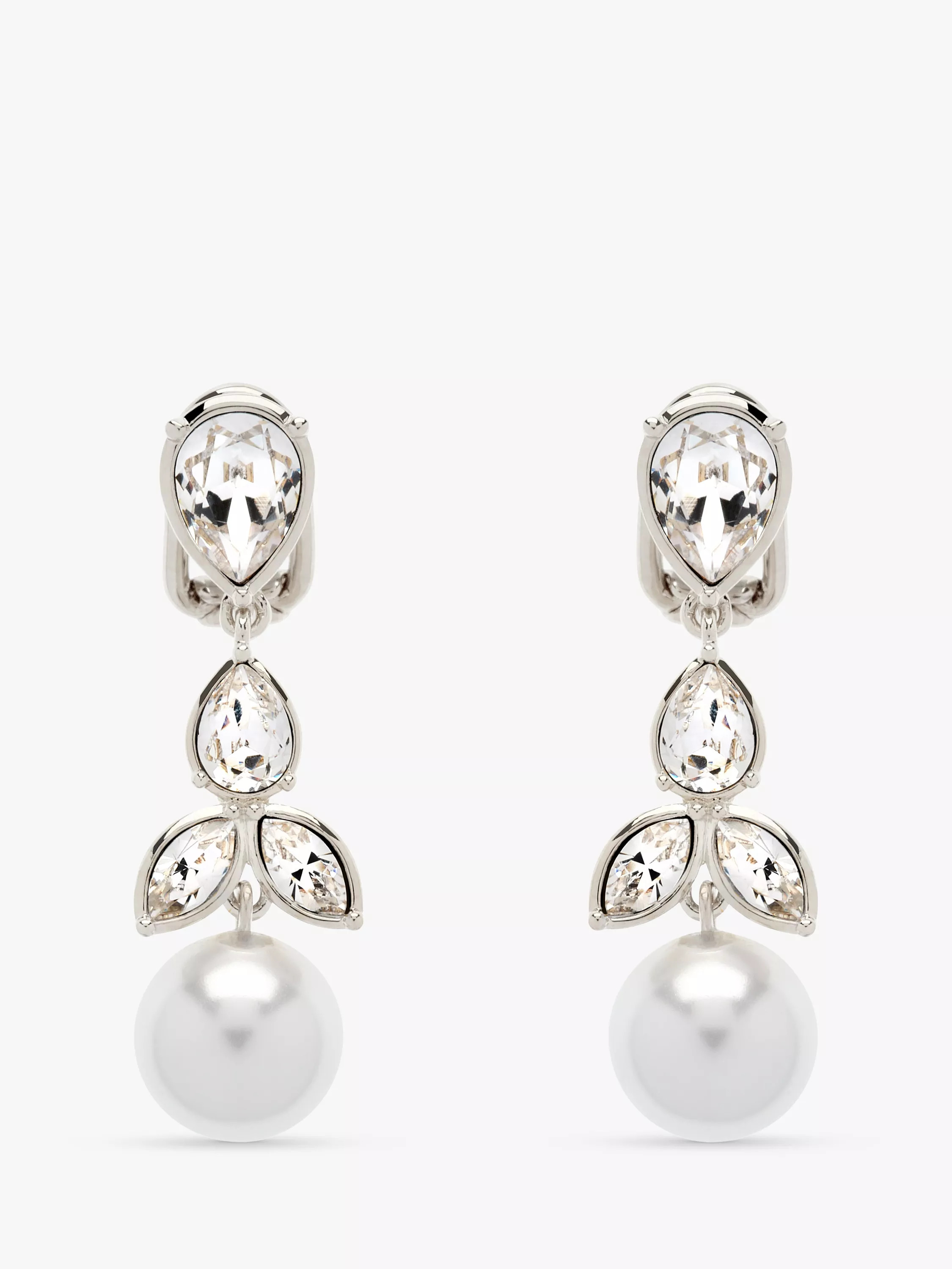 Emma Holland Crystal and Pearl Drop Earrings, Silver | John Lewis (UK)