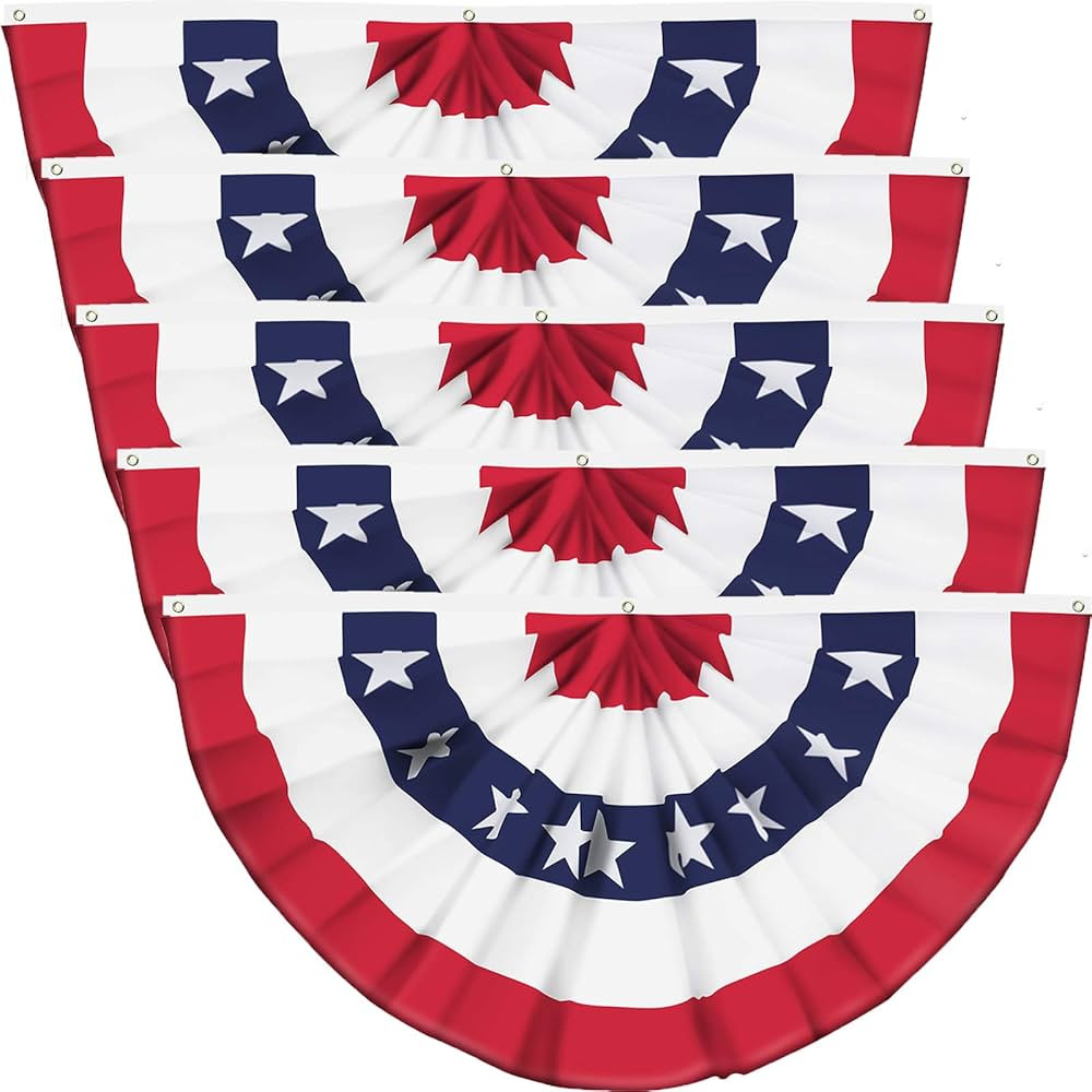USA Pleated Fan Flag American US Bunting Flag Patriotic Half Fan Banner Flag with Canvas Header a... | Amazon (US)