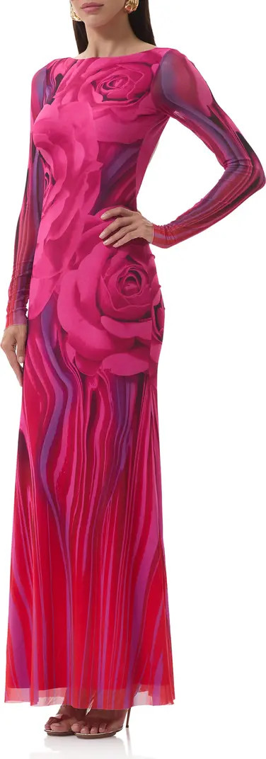 Talmo Long Sleeve Open Back Mesh Dress | Nordstrom